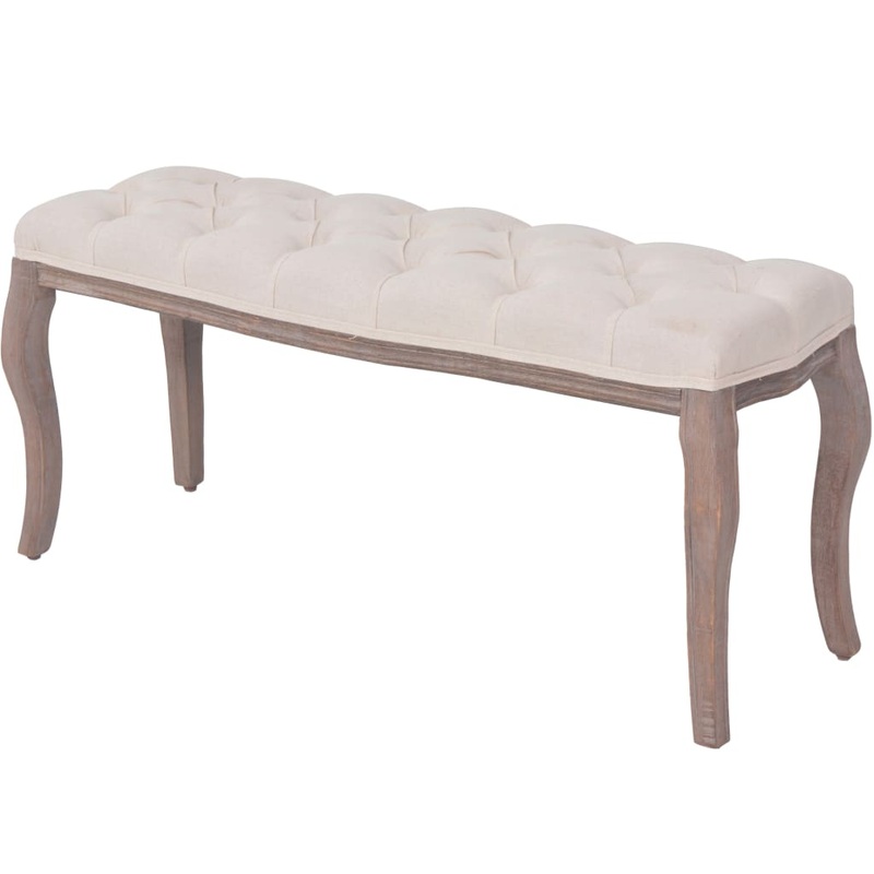 Banc Lin Bois massif 110 x 38 x 48 cm Blanc crme