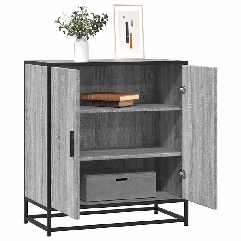 Buffet sonoma gris 68x35x76 cm bois d'ingnierie et mtal