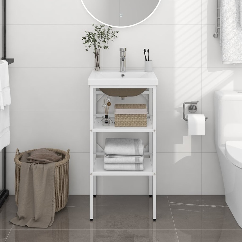 Cadre de lavabo de salle de bain vasque  encastrer Blanc Fer