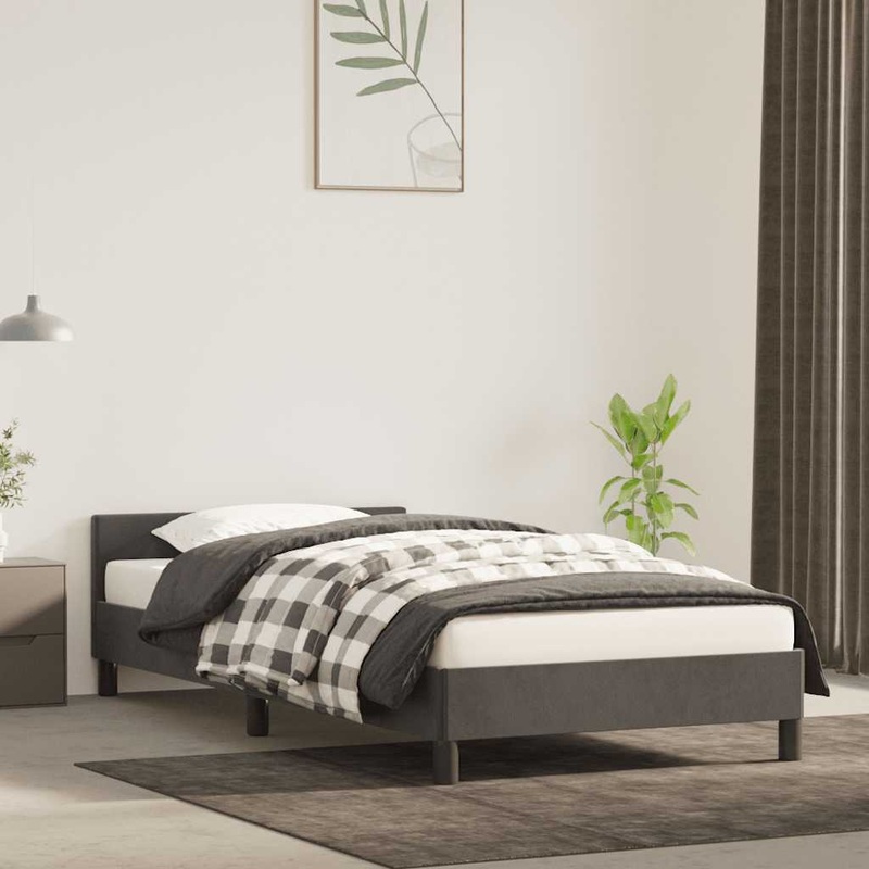 Cadre de lit sans matelas gris fonc 80x200 cm velours