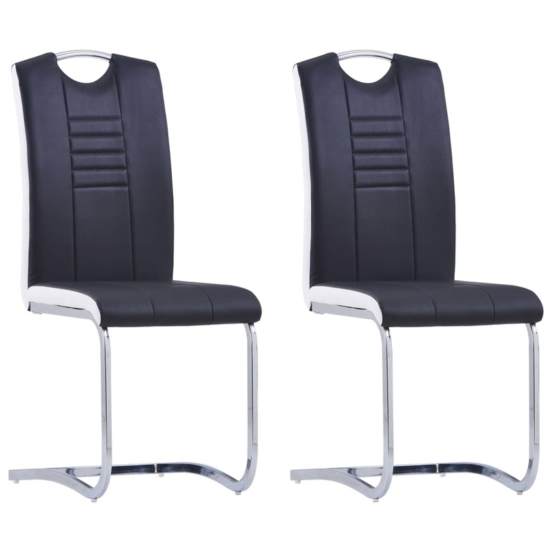 Chaises  manger cantilever lot de 2 noir similicuir