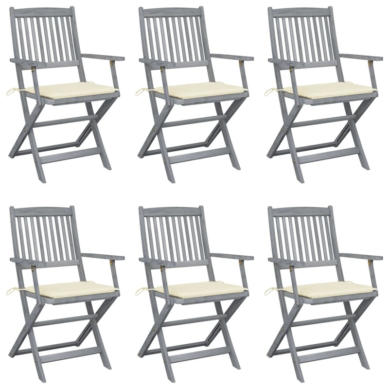 Chaises pliables d'extrieur lot de 6 et coussins Bois d'acacia
