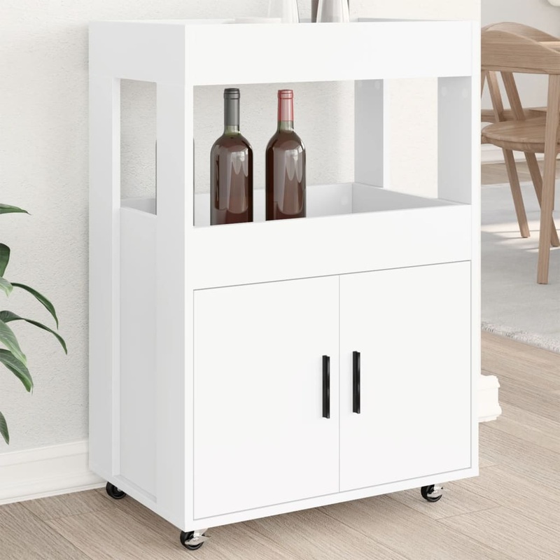Chariot de bar blanc 60x39,5x89 cm bois d'ingnierie