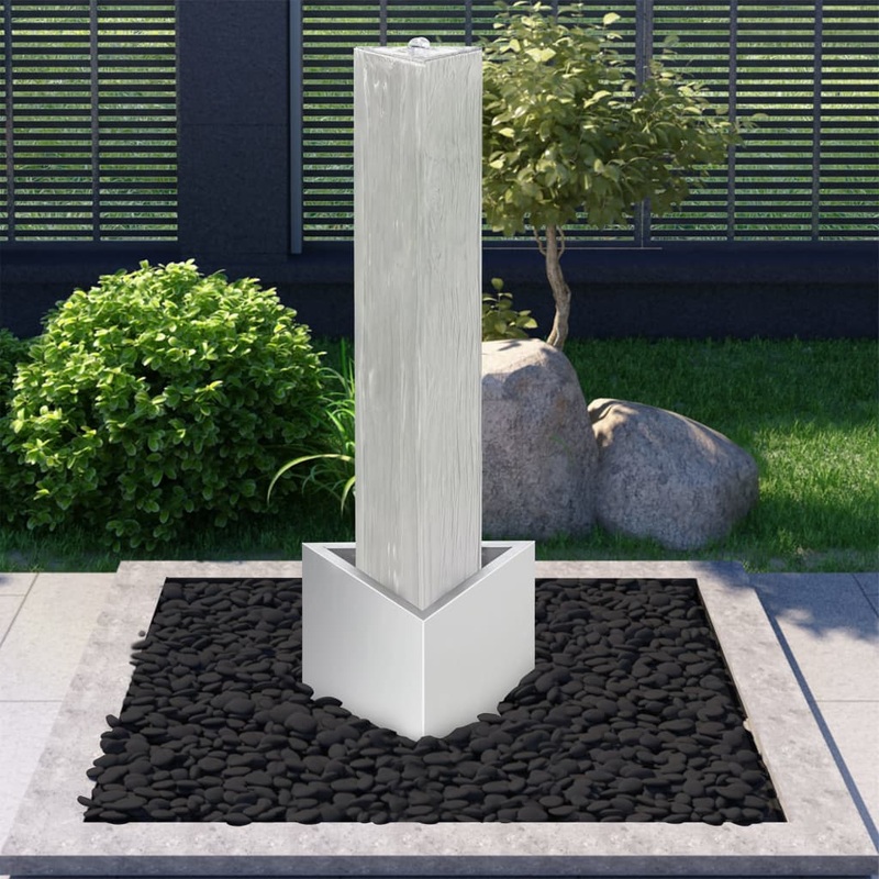 Fontaine de jardin Argent 37,7x32,6x110 cm Acier inoxydable