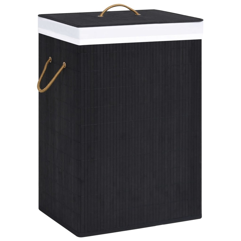 Panier  linge avec une seule section bambou noir