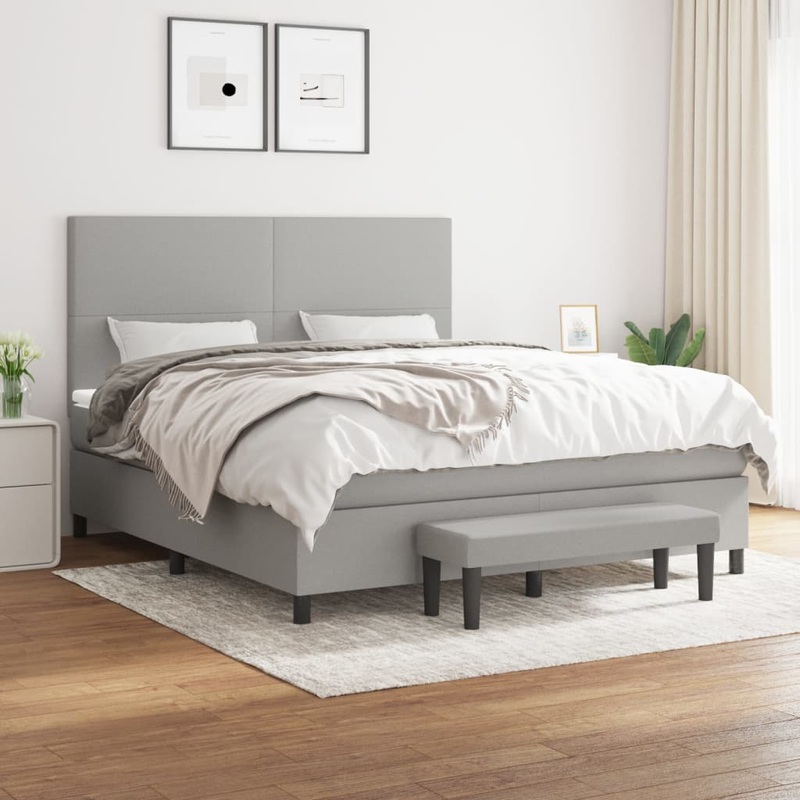 Sommier  lattes de lit avec matelas Gris clair 160x200cm Tissu