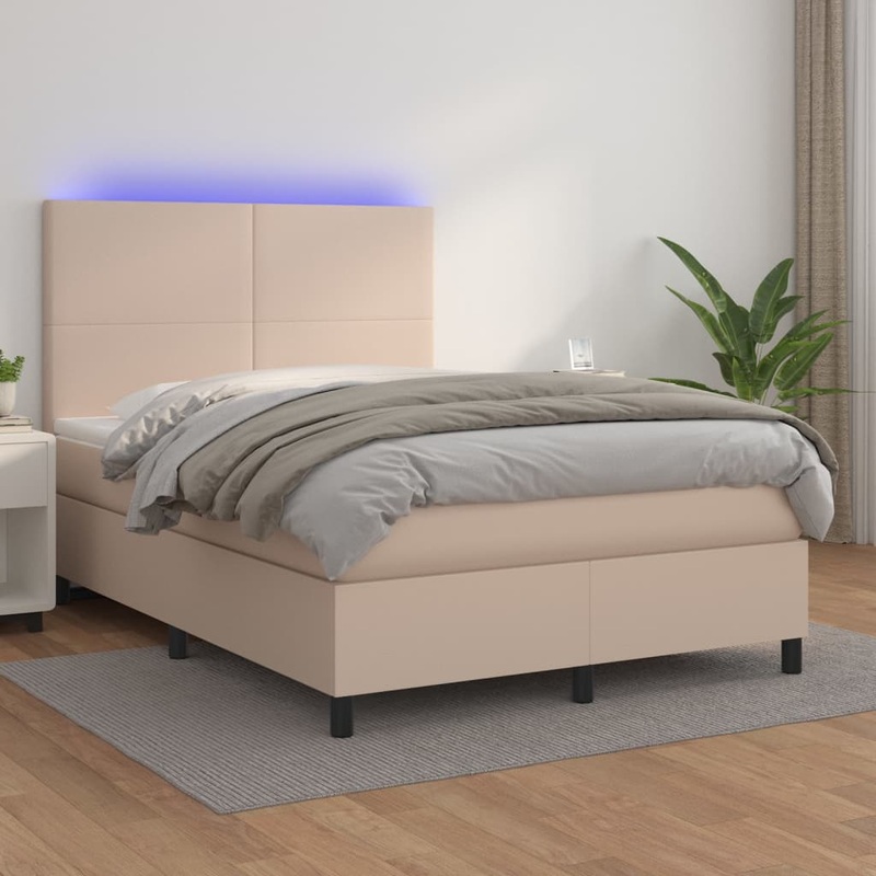 Sommier  lattes de lit avec matelas LED Cappuccino 140x200 cm