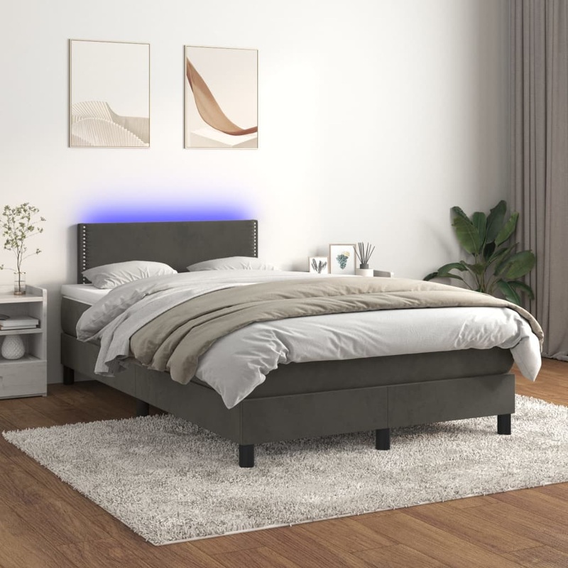Sommier  lattes de lit avec matelas LED Gris fonc 120x200 cm