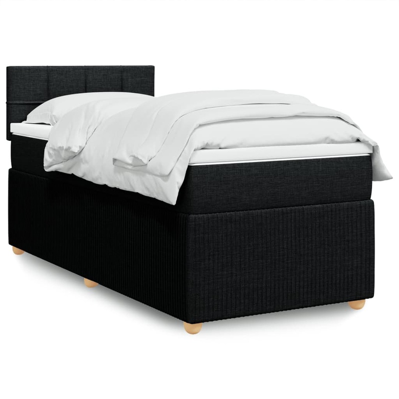 Sommier  lattes de lit avec matelas Noir 90x190 cm Tissu