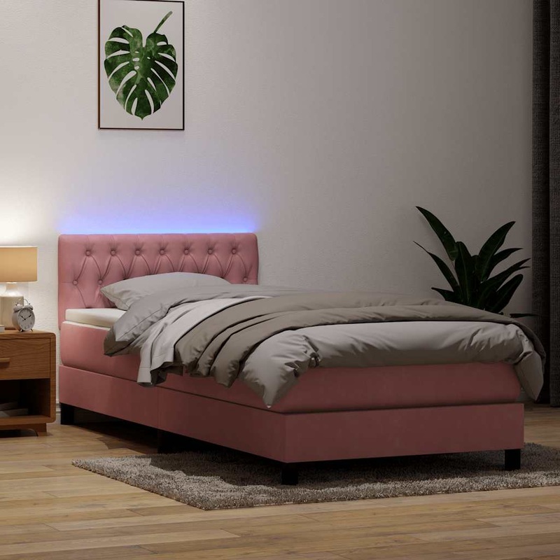 Sommier  lattes de lit avec matelas rose 80x220 cm velours