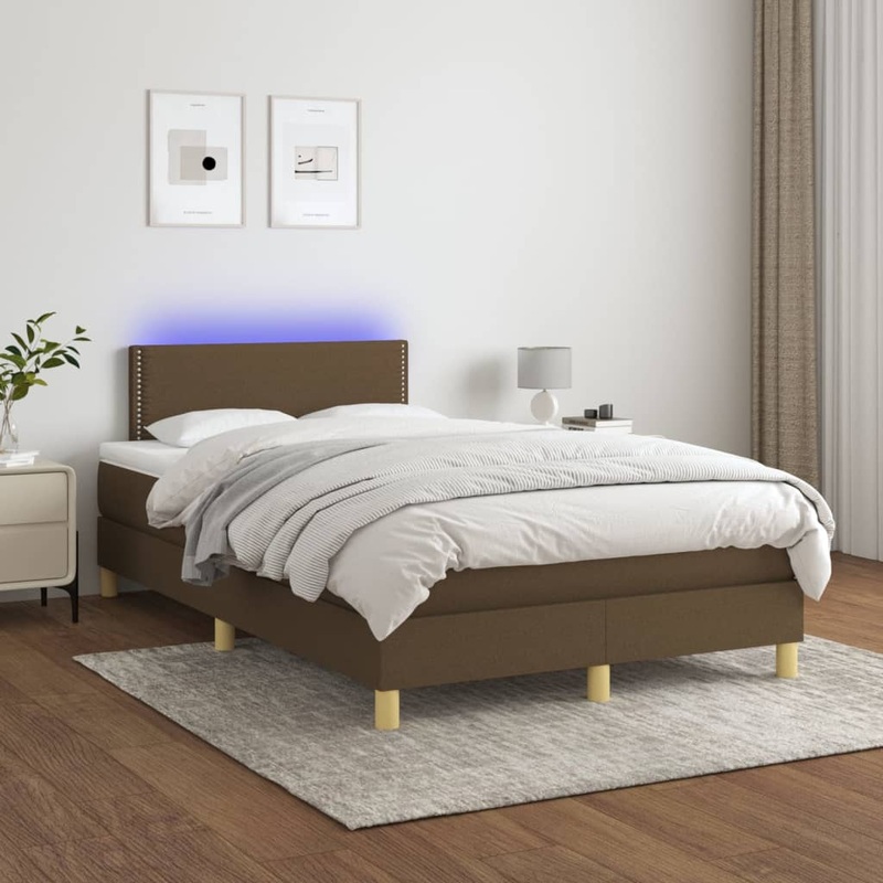 Sommier  lattes de lit matelas et LED Marron fonc 120x200 cm