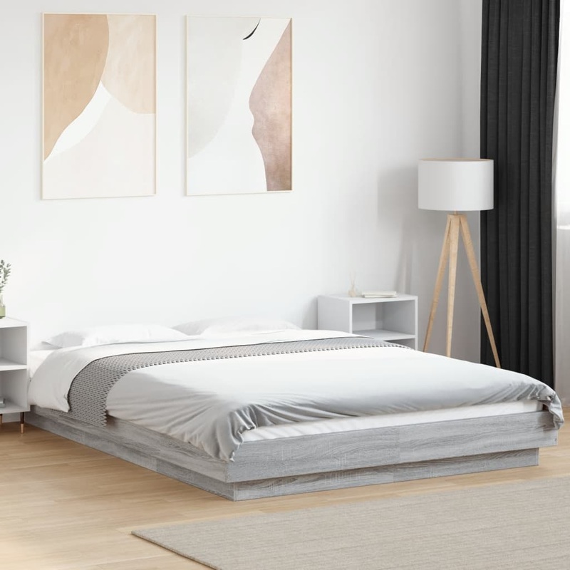 Cadre de lit et lumires LED sans matelas sonoma gris 120x190cm