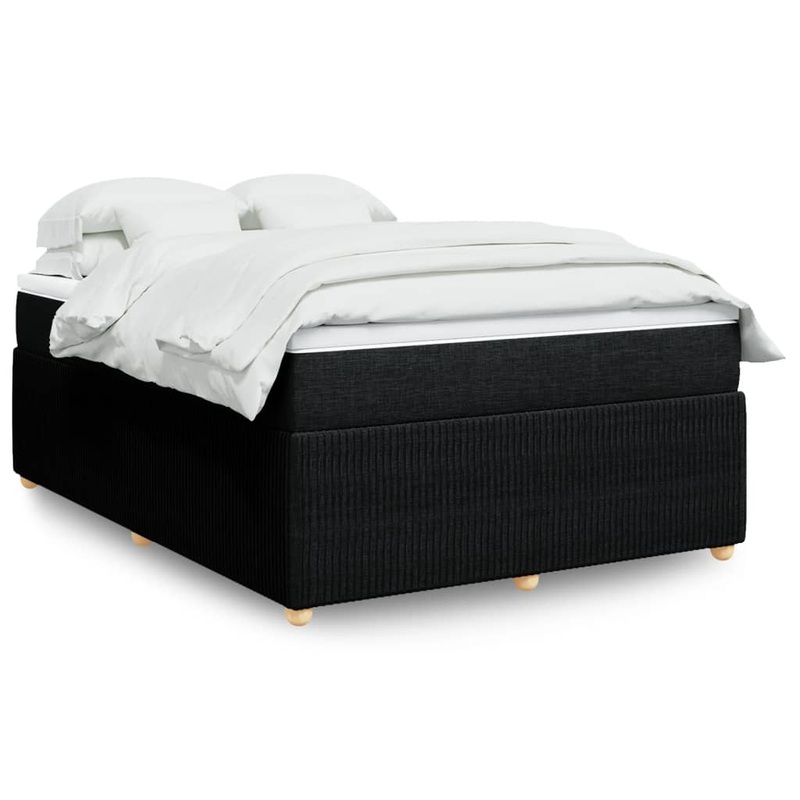 Sommier  lattes de lit avec matelas Noir 140x200 cm Tissu