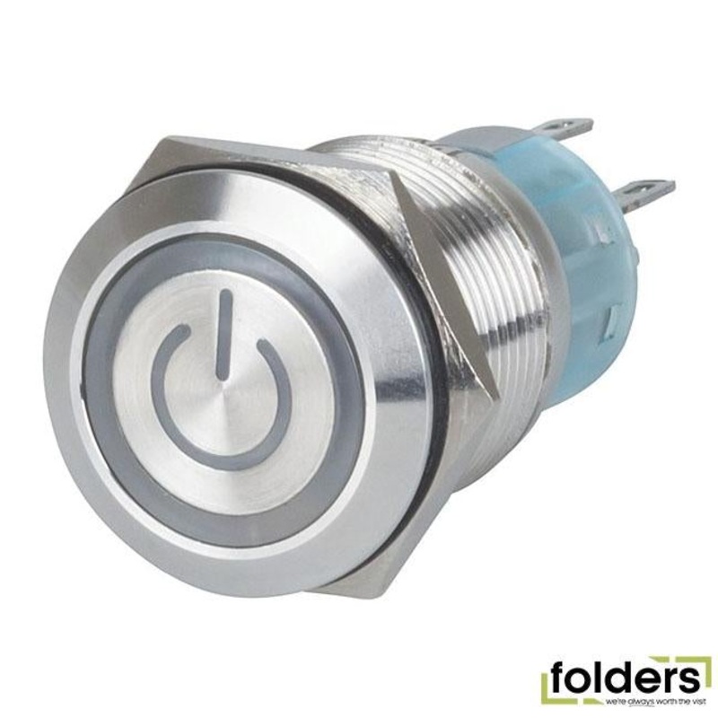 Blue 19mm ip67 metal pushbutton momentary switch with iluminated power indicator