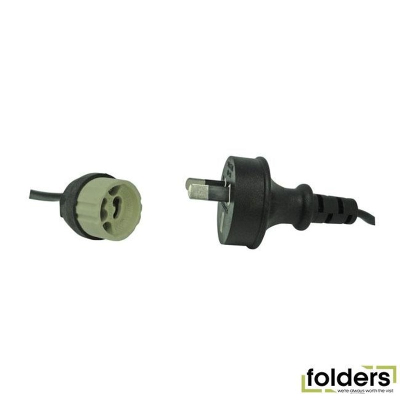 Gu10 socket to 2 pin 240v plug - 800mm