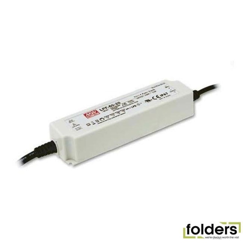 Meanwell 24vdc 2.5a ip67 led power supply with plastic case