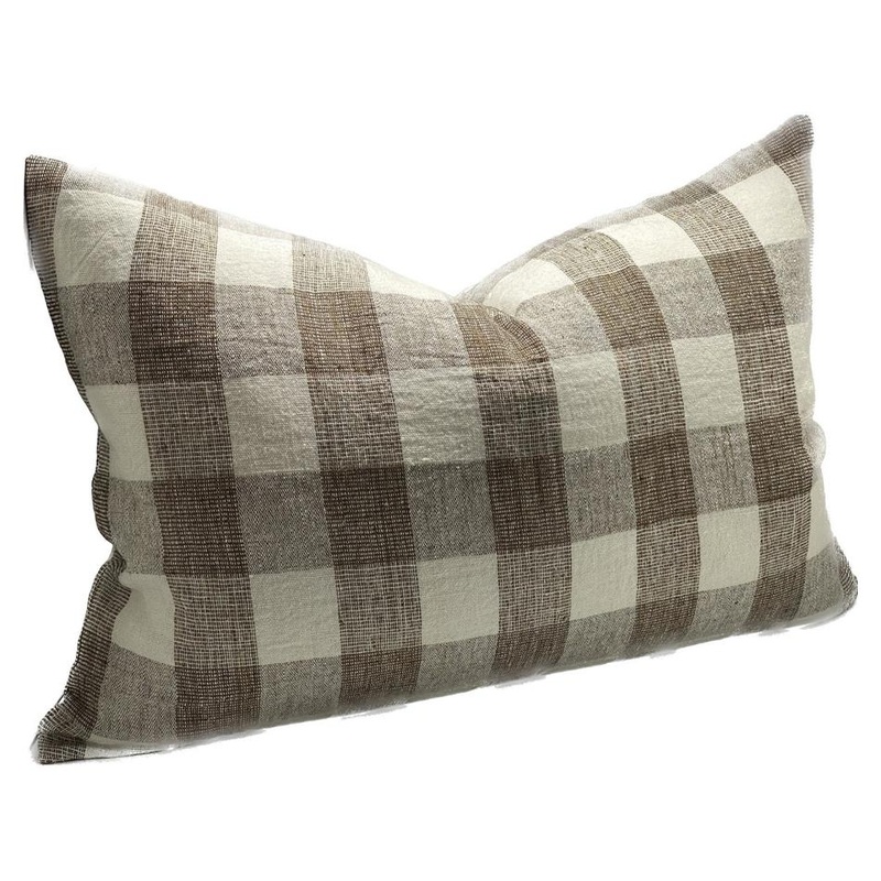 Rembrandt Linen Cushion Cover - Ivory/ Brown SC9031