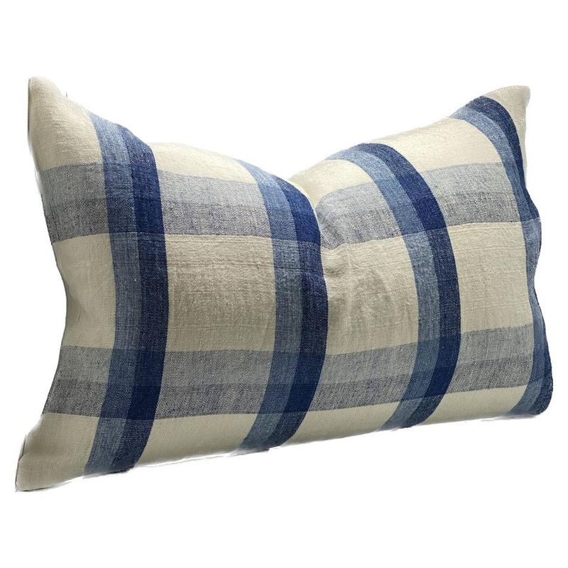 Rembrandt Linen Cushion Cover - Ivory/Denim/Blue SC9027