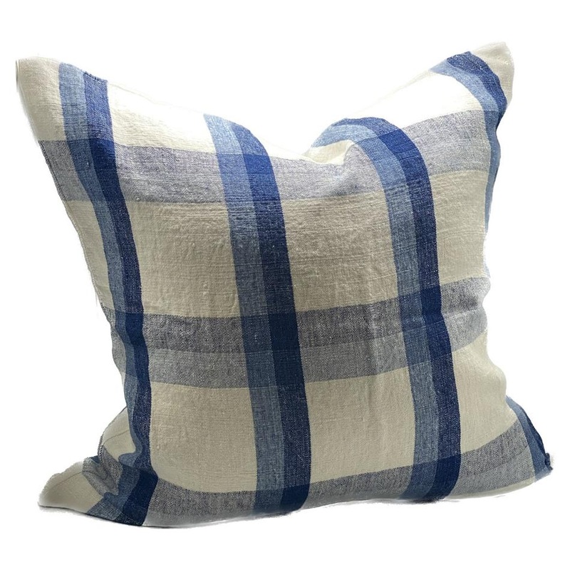 Rembrandt Linen Cushion Cover - Ivory/Denim/Blue SC9028
