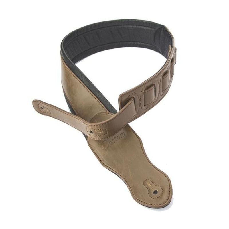 Custom G03 Garment Leather Guitar Strap D/Brown w/Black Edge