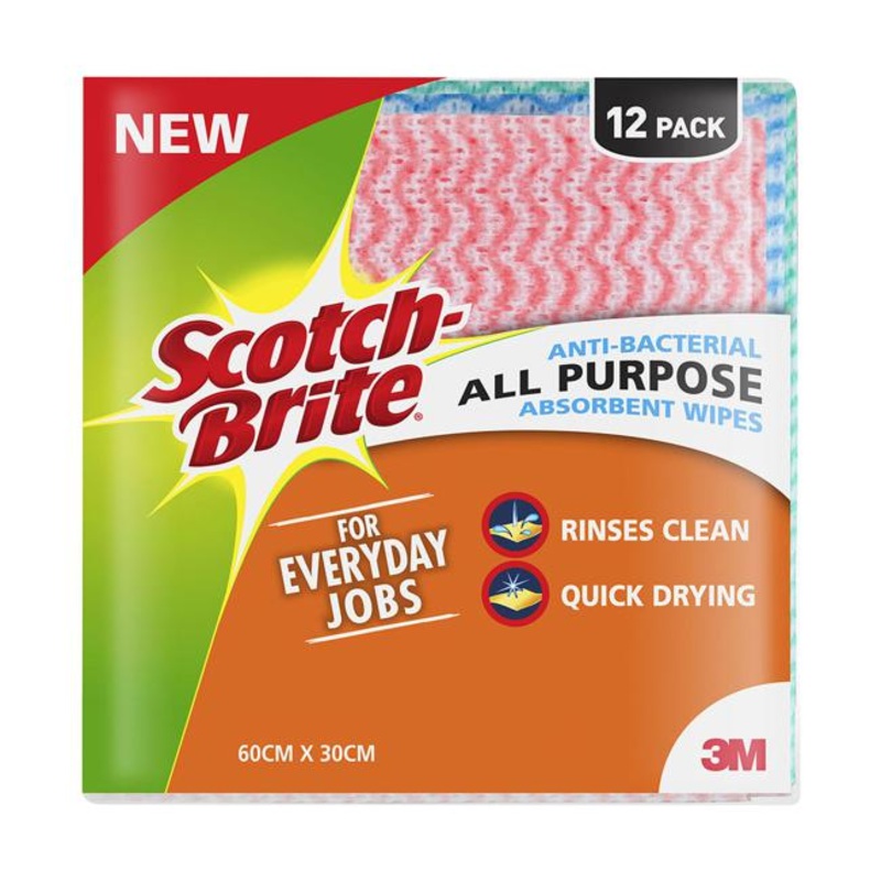 Scotch-Brite Antibacterial All Purpose Wipes Pack of 12