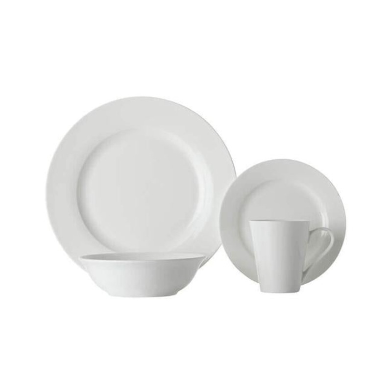 White Basics Cosmopolitan Rim Dinner Set 16 Piece