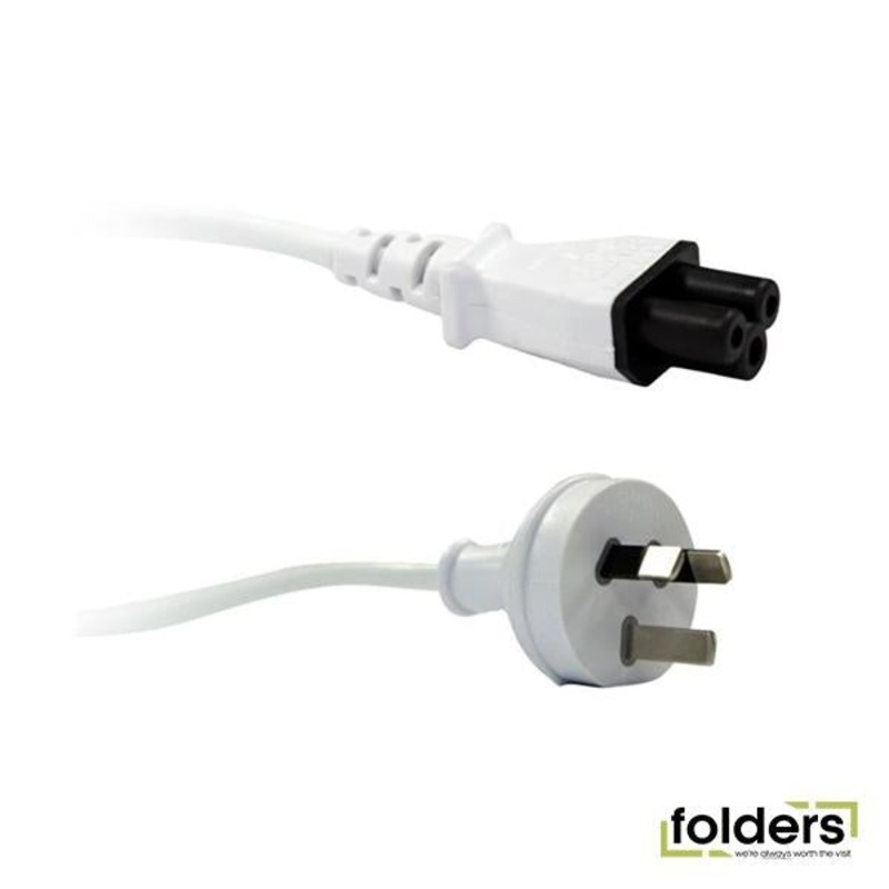 3 Pin Power (M) to C5 Clover (M) White 2m Power Cable