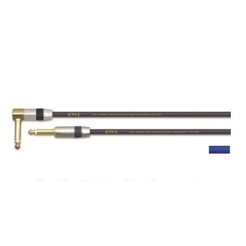 EWI Instrument Cable Straight To R/Angled 20 Ft Blue