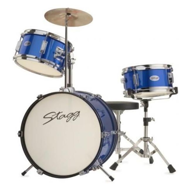 Stagg 3 Piece 16" Jr Drumset + Hware, Throne, Blue