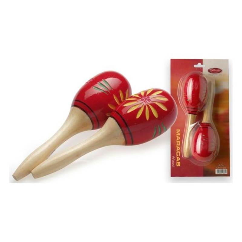 Stagg Wood Maracas, Oval, 26cm Red