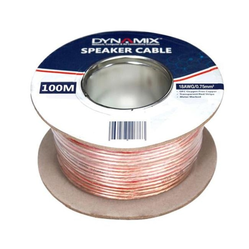Dynamix 100M 18Awg Pvc Speaker Cable. Bare Copper. Metre Marked.