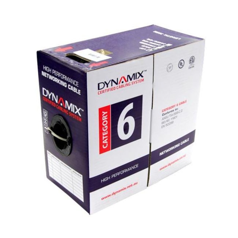 Dynamix 305M Cat6 Black Utp Stranded Cable Roll, 250Mhz, 24