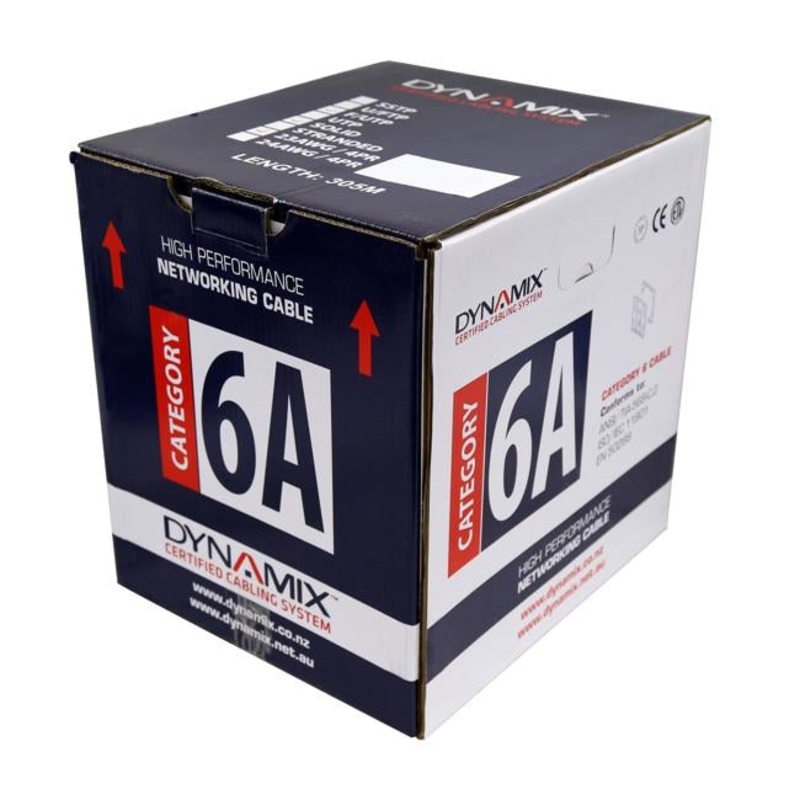 Dynamix 305M Cat6A Black F/Utp Cable Roll, 500Mhz, 23Awgx4P