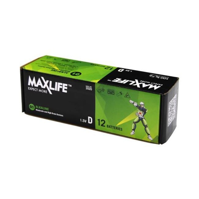 Maxlife D Alkaline Battery 12 Batteries Per  Pack