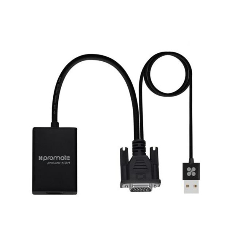 Promate Vga (Male) To Hdmi (Female) Display Adaptor Kit With Audio.