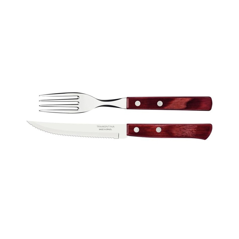 Churrasco Steak Knife Polywood Traditional Steak Set Red 12pc