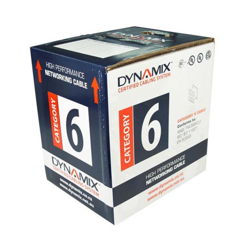 Dynamix 305M Cat6 Orange Utp Solid Cable Roll, 250Mhz, 23Awgx4P, Pvc