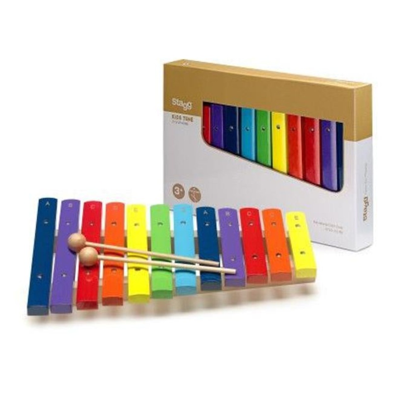 Stagg 12 Key Wooden Xylophone w/Mallets rainbow colour