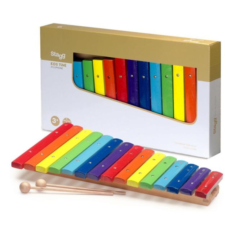Stagg 15 Key Wooden Xylophone w/Mallets rainbow colour