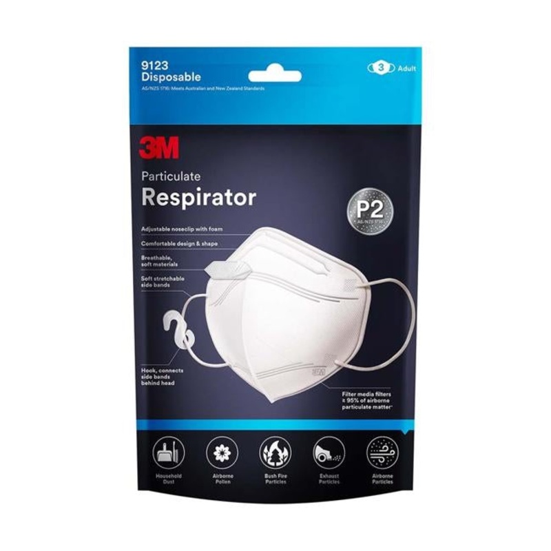3M Particulate Respirator 9123 P2, Pack of 3