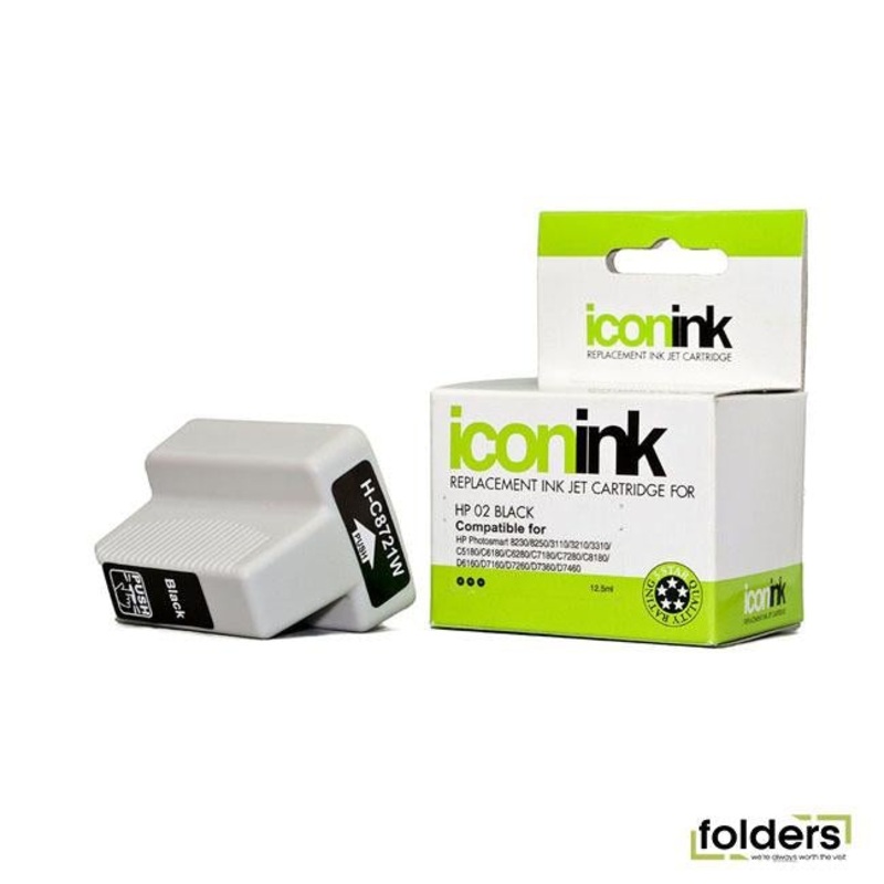 Icon Compatible HP 02 Black Ink Cartridge (C8721WA