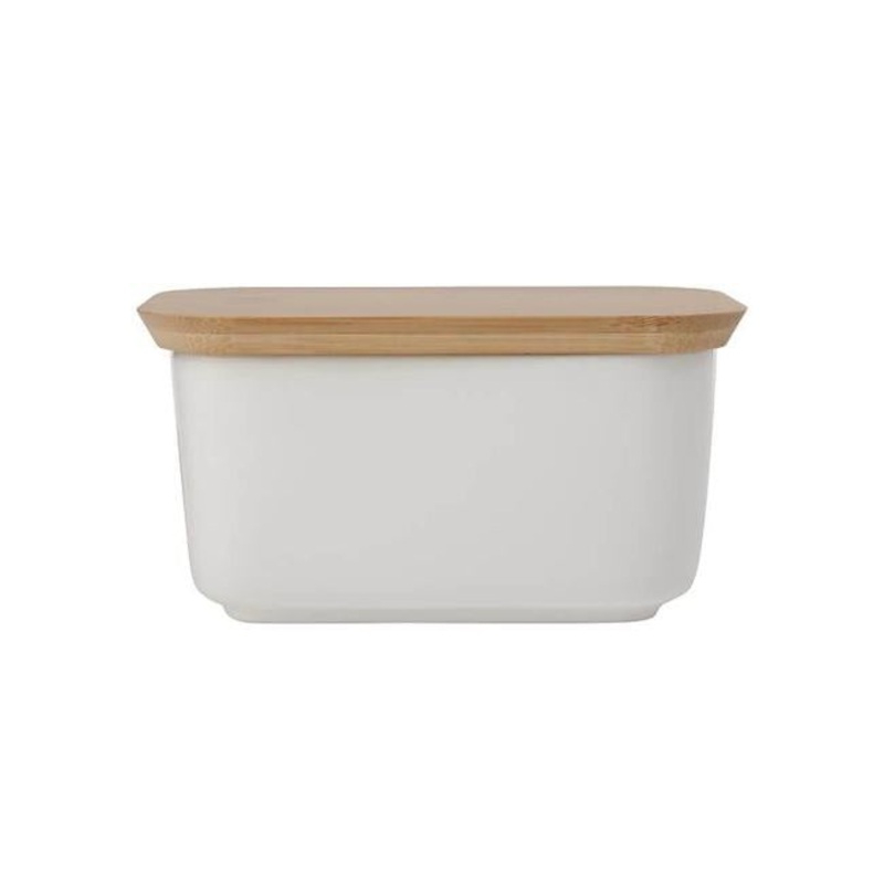 White Basics Butter Dish Bamboo Lid 16x11x9cm