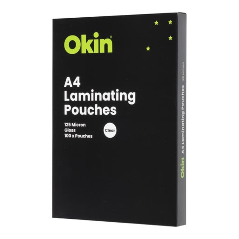 Okin Laminating Pouches A4 Gloss 125mic Pack of 100
