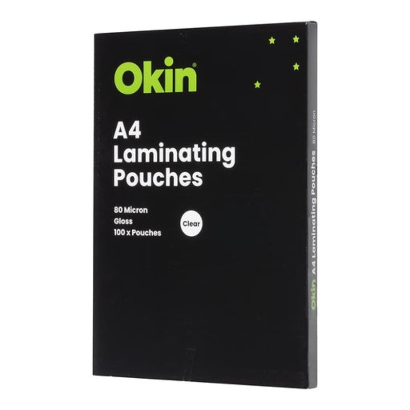 Okin Laminating Pouches A4 Gloss 80mic Pack of 100