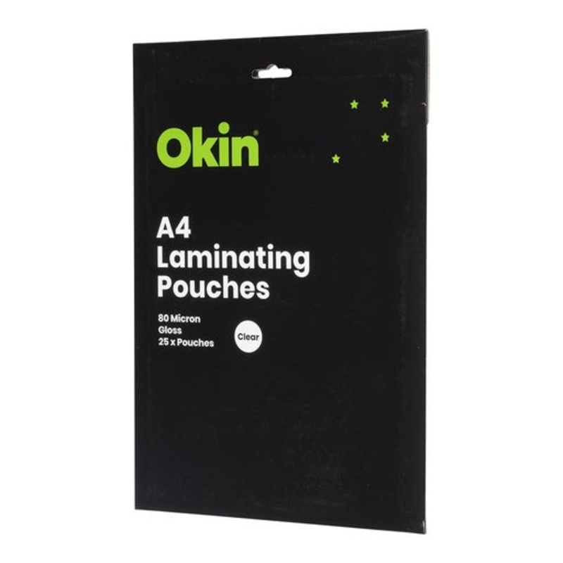 Okin Laminating Pouches A4 Gloss 80mic Pack of 25