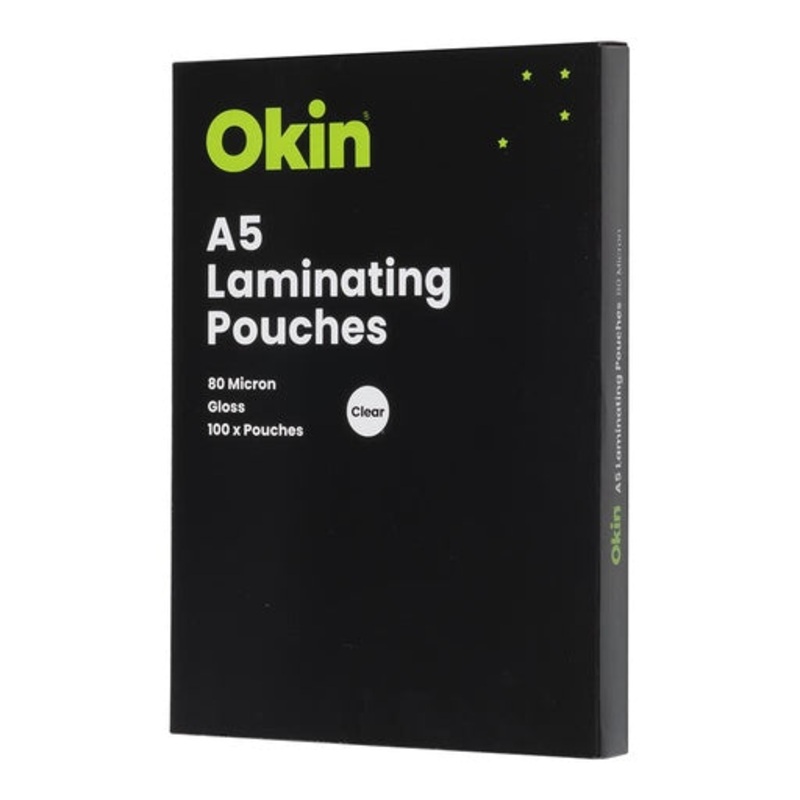 Okin Laminating Pouches A5 Gloss 80mic Pack of 100
