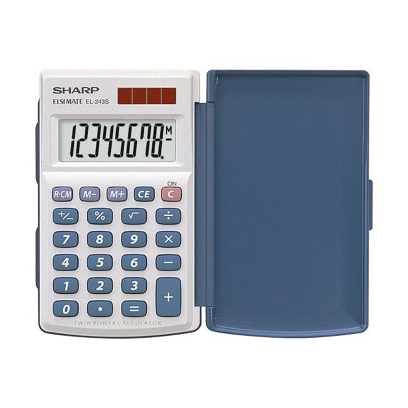 Sharp EL-243SB Twin Power Pocket Calculator with Cover