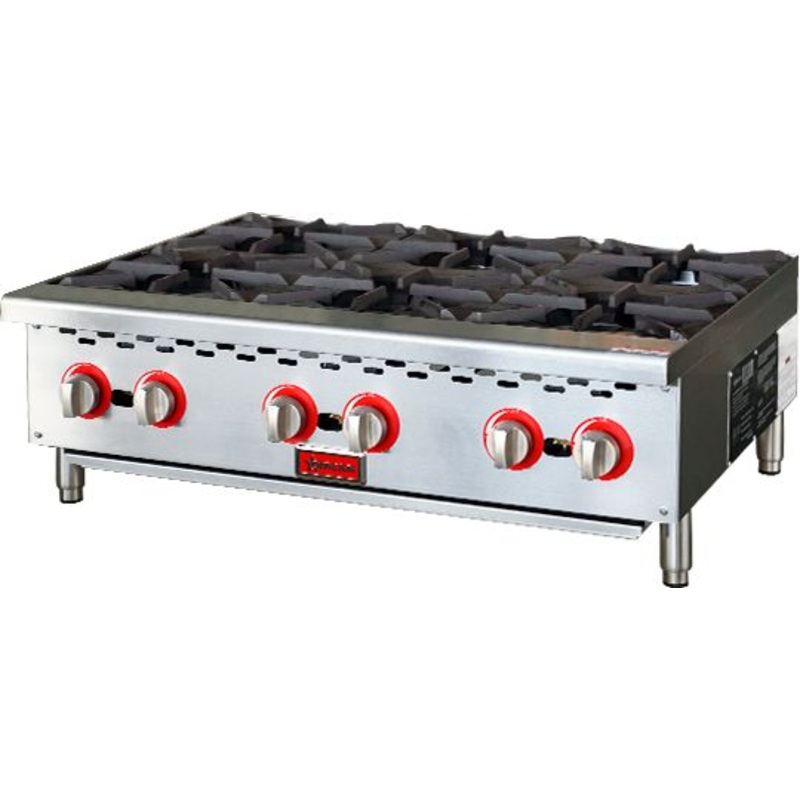 Omcan - 36" Gas Hotplate with 6 Burners Natural Gas with Propane - 47381