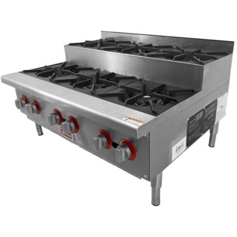 Omcan - 36 Step Up Stainless Steel Hot Plate with 6 Burners - 47384