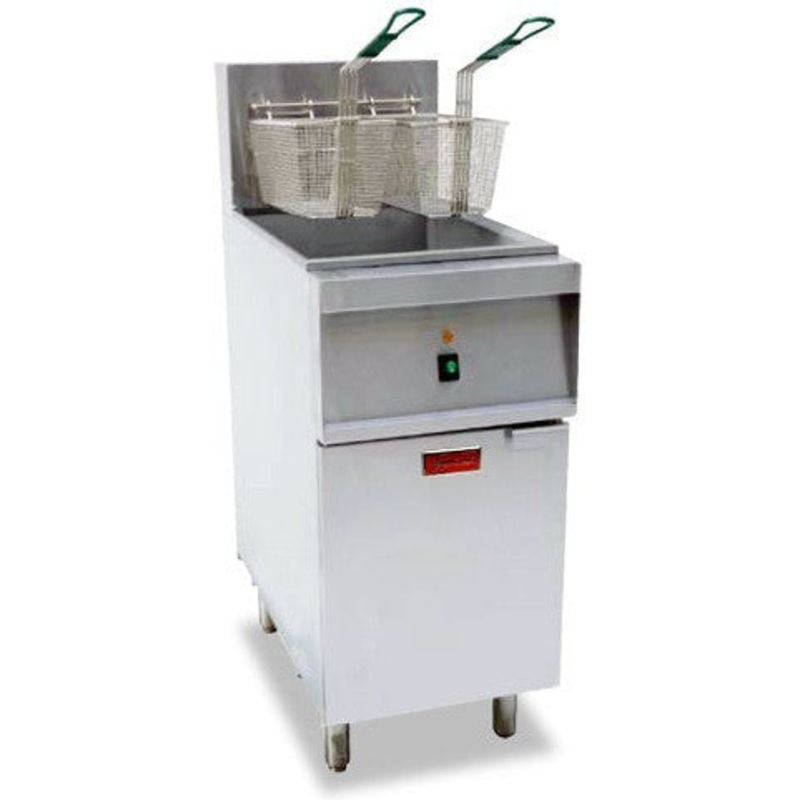 Omcan - 40 lbs Stainless Steel Three Phase Electric Floor Fryer - 44591